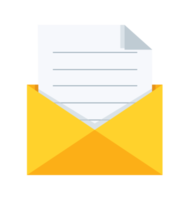 Open envelope with a paper document png
