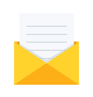 Open envelope with a paper document png