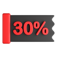 por cento da etiqueta de venda 3d png