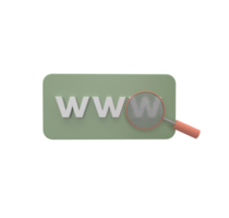 ilustración 3d mínima Concepto de símbolo de navegador www. icono de dirección del sitio web o world wide web, símbolo de comunicación social global png
