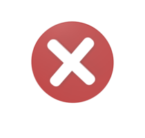 minimo 3d illustrazione rosso attraversare dai un'occhiata marchio cartello, negativo o declino cartello, X vicino icona png