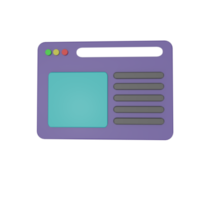 Ilustración 3d mínima interfaz de usuario web o diseño ux, concepto de página web. diseño web, navegador de computadora. png