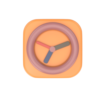 minimal 3d Illustration icon Round clock icon. Cartoon style. Time-keeping, measurement of time, time management and deadline concept. png