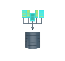 base de données d'illustration 3d minimale collectant des données d'informations, des données, un serveur internet. png