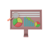 Ilustración 3d mínima diseño web ui-ux, concepto de página web. diseño web, navegador de computadora. gráfico, gráfico circular. png