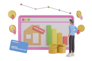 3D Illustration of Economic Recession. 3D Illustration of World Crisis. Stock markets down chart. financial stagnation, recession, crisis, business crash and economic collapse.3d illustration. png