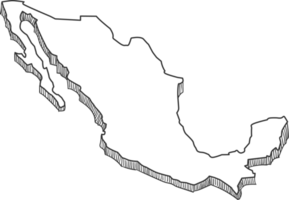 hand- getrokken van Mexico 3d kaart png