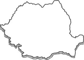 mão desenhada do mapa 3d da romênia png