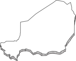 mão desenhada do mapa 3d do niger png