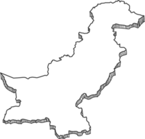 dibujado a mano del mapa 3d de pakistán png