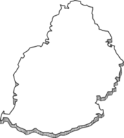 mão desenhada do mapa 3d das Maurícias png