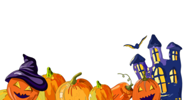 pumpkin lantern for halloween on the background of an ancient castle background png