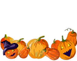 abóboras para fundo de halloween em estilo doodle png