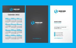 Business card with calendar vector template