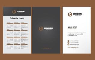 Business card with calendar vector template