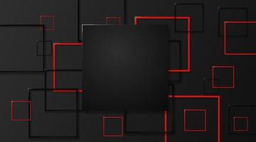Vector black square background geometric shapes red lines overlap