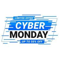 Cyber monday sale banner. Minimalist poster design isolated on white background. Templates for promotion, advertising, web, fashion. Vector illustration