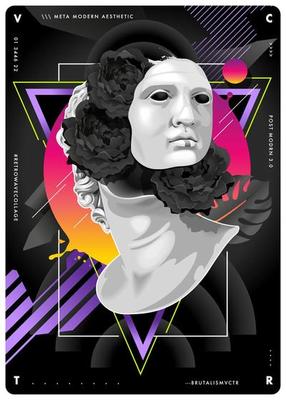 Retrowave Design With Statue