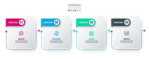 concepto de negocio de plantilla infográfica con paso. vector