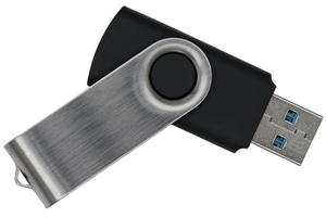 Foldable USB flash drive on white background photo