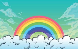 Cute Rainbow And Cloud vector