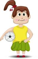 little girl in a soccer player outfit and carrying a ball vector