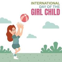 ilustración gráfica vectorial de una niña jugando voleibol en el campo, perfecta para el día internacional, niña, celebración, tarjeta de felicitación, etc. vector