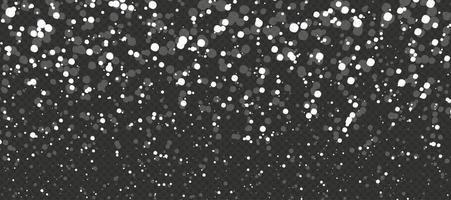 Christmas sky with snow weather background. Random flakes effect for Happy New Year photo overlay. Bokeh holiday backdrop vector