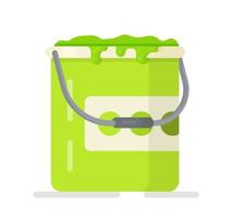 Vector illustration of an isolated green paint bucket on a white background. Design of a paint bucket for repairs.