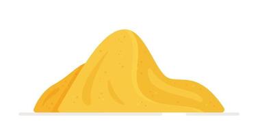 Vector illustration of a mountain of sand on a white background. Pile of sand color vector icon.