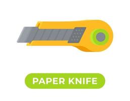 Vector illustration of an insulated office knife on a white background with paper knife written on it.