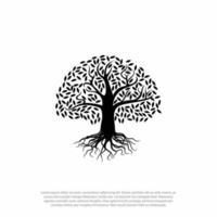 detail Oak tree leaf branch root logo template vector