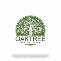 Rounded shape oak tree logo design vector isolated, oak tree badge shape