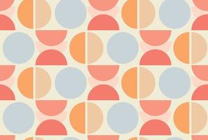 Modern abstract geometric seamless pattern with circle shapes in trendy pastel colors. Vector illustration retro vintage background. Bauhaus style print backdrop design texture