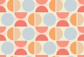 Modern abstract geometric seamless pattern with circle shapes in trendy pastel colors. Vector illustration retro vintage background. Bauhaus style print backdrop design texture