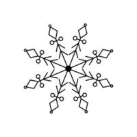 Snowflake Christmas simple doodle linear hand drawn vector illustration, winter holidays New Year elements for seasons greetings cards, invitations, banner, poster, stickers