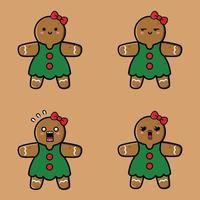 vector illustration of cute gingerbread biscuit emoji