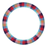 Round frame vector vintage pattern design template. Circle border designs plaid fabric texture. Scottish tartan background for collage art, gif card, handmade crafts.