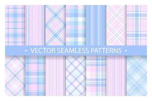 Set plaid pattern seamless. Tartan patterns fabric texture. Checkered geometric vector background. Scottish stripe blanket backdrop