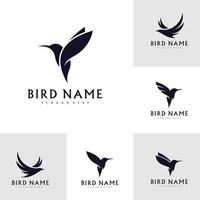 Set of Hummingbird logo design vector template, Bird logo for modern business, simple minimalist and clean design