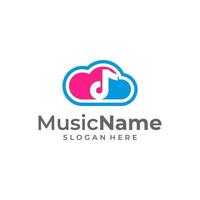 Ilustración de icono de vector de logotipo de nube de música. plantilla de diseño de logotipo de música