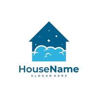 vector de concepto de diseños de logotipo de casa de nube. casa con plantilla de logotipo de nube