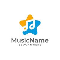 Star Music logo illustration template. Music note logo design concept vector