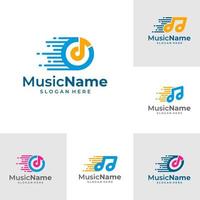 conjunto de vector de diseño de plantilla de logotipo de música rápida, emblema, concepto de diseño, símbolo creativo, icono
