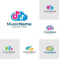 Ilustración de icono de vector de logotipo de nube de música. plantilla de diseño de logotipo de música