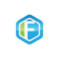 diseño de logotipo de letra f hexagonal vector