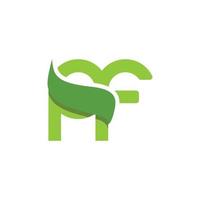 letra pf verde ecología natural logo vector