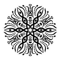 Monochrome circular geometric ornament. Round mandala. vector