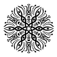 Monochrome circular geometric ornament. Round mandala. vector