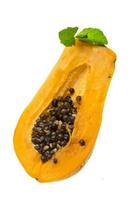 Ripe papaya on white background photo